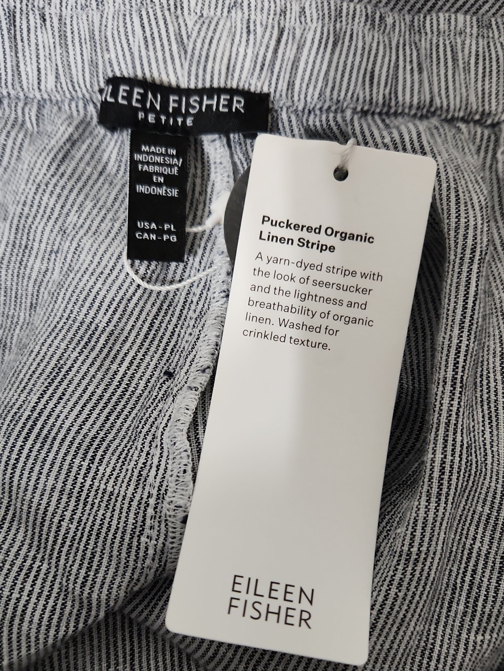 NWT Eileen Fisher Organic Linen Tapered Ankle Pant. Size PL - Picture 9 of 10